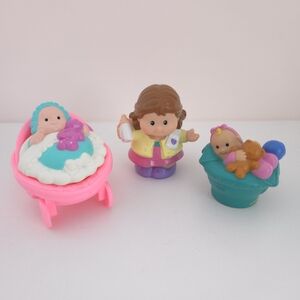 Vintage Fisher Price Little People Mom, Babies and Stroller Figures
